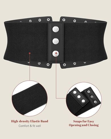 Women Wide Elastic Belt Studded Rivets Stylish Waist Cinch Belt for Dresses Coat in Saudi Arabia