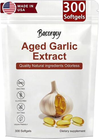 Aged Garlic Extract Capsules – Odorless Garlic Supplement with Antioxidants for Immune Support, Non-GMO, Gluten-Free, Vegan Friendly, 300 Capsules in Saudi Arabia