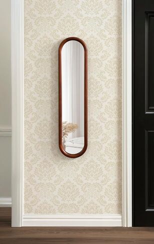 Kate and Laurel Talma Modern Slim Panel Wall Mirror, 9 x 36, Walnut Brown, Transitional Narrow Mirror for Use as Versatile Entryway or Bedroom Wall Decor in Kuwait