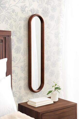 Kate and Laurel Talma Modern Slim Panel Wall Mirror, 9 x 36, Walnut Brown, Transitional Narrow Mirror for Use as Versatile Entryway or Bedroom Wall Decor in Kuwait