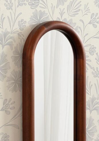 Kate and Laurel Talma Modern Slim Panel Wall Mirror, 9 x 36, Walnut Brown, Transitional Narrow Mirror for Use as Versatile Entryway or Bedroom Wall Decor in Kuwait