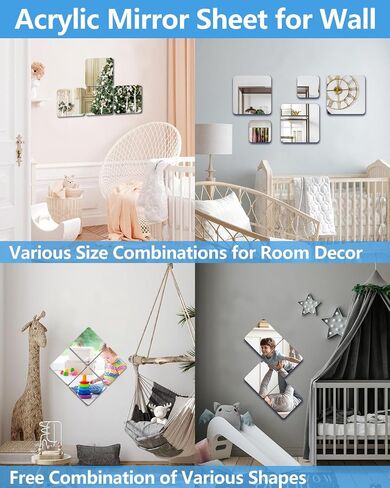 Unbreakable Mirror Tiles Self Adhesive,8 PCS 12"x12" Toddler Mirror For Classroom Decor, Peel And Stick On Small Mirrors For Wall Decor, Shatterproof Plastic Mirrors Stickers for Kids Decorative in Saudi Arabia