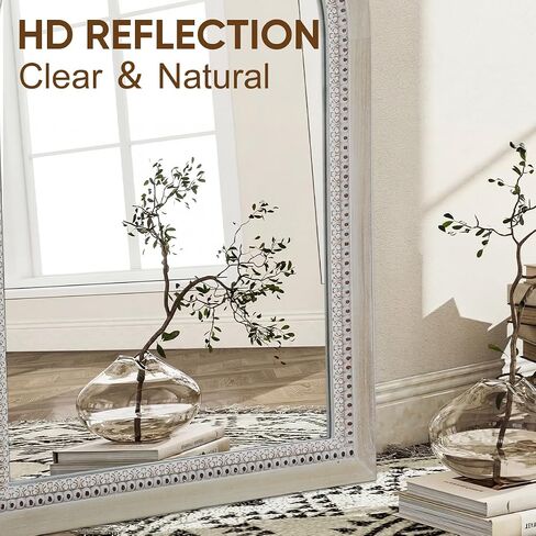 Arched Wooden Mirrors for Farmhouse Wall Decor Arched Wood Frame With Beads Details, Rustic Large Bathroom Vanity Mirrors for Bathroom, Over Sink, Bedroom, Living Room, Entryway,Foyer (36''Lx24''W) in Saudi Arabia