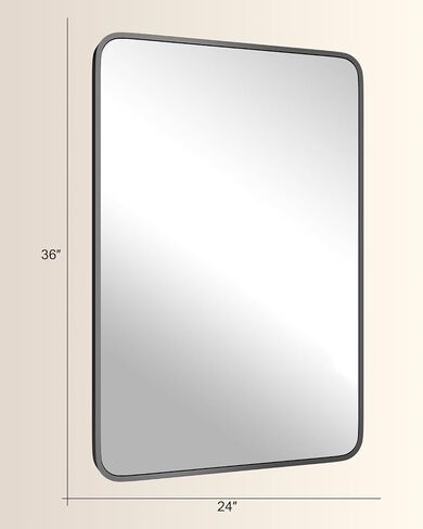 24" x 36" Bathroom Mirror Black Bathroom Mirrors for Over Sink Modern Bathroom Vanity Mirror for Bedroom Entryway or Living, Metal Framed HD Tempered Glass Room Horizontal or Vertical in Kuwait