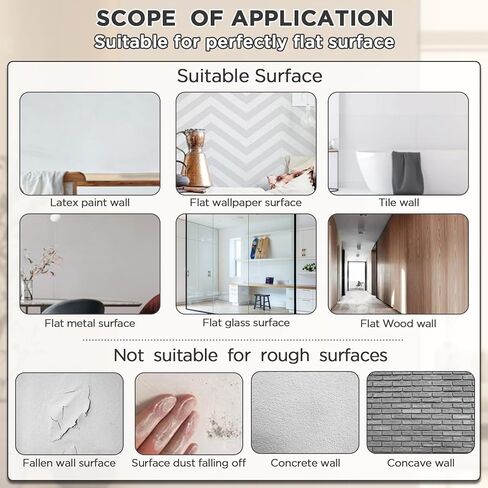 iCAGY Acrylic Full Body Mirror - Self-Adhesive Shatterproof Wall Mirror, Ultra-Thin 0.06" Lightweight for Home Gym, Bedroom, Closet Door - Frameless Easy Install (2, Rectangle, 16" W x 47" L) in Kuwait
