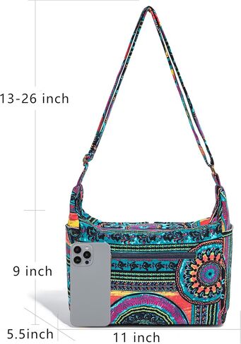 OPQRSTU Retro Multiple pockets Bohemian Canvas Hobo Shoulder Bag Hippie Boho Crossbody bags | Multiple pockets in Saudi Arabia