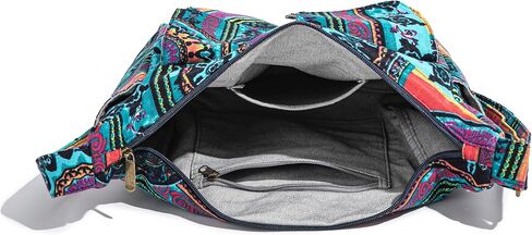 OPQRSTU Retro Multiple pockets Bohemian Canvas Hobo Shoulder Bag Hippie Boho Crossbody bags | Multiple pockets in Saudi Arabia