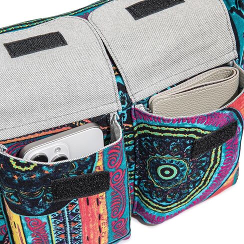 OPQRSTU Retro Multiple pockets Bohemian Canvas Hobo Shoulder Bag Hippie Boho Crossbody bags | Multiple pockets in Saudi Arabia
