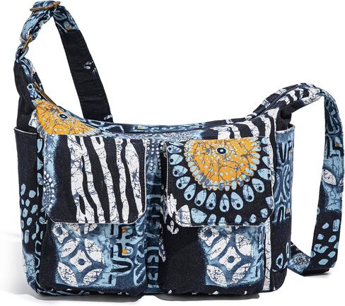 OPQRSTU Retro Multiple pockets Bohemian Canvas Hobo Shoulder Bag Hippie Boho Crossbody bags | Multiple pockets in Saudi Arabia