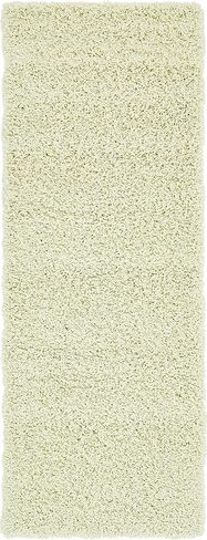 Unique Loom Solid Shag Collection Pure Ivory 2 x 6 Runner Area Rug (2' 2" x 6') in Kuwait