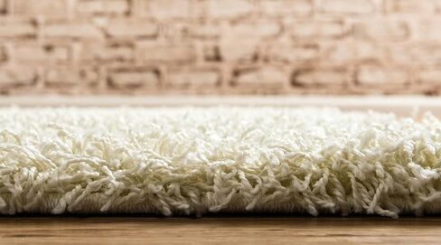 Unique Loom Solid Shag Collection Pure Ivory 2 x 6 Runner Area Rug (2' 2" x 6') in Kuwait