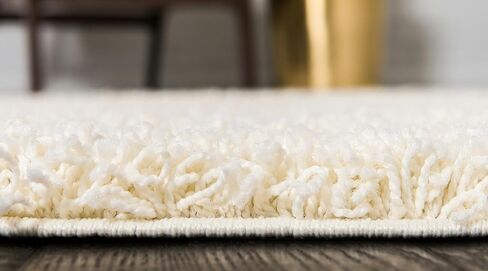 Unique Loom Solid Shag Collection Pure Ivory 2 x 6 Runner Area Rug (2' 2" x 6') in Kuwait