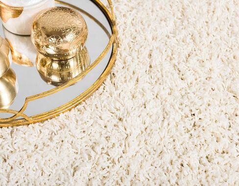 Unique Loom Solid Shag Collection Pure Ivory 2 x 6 Runner Area Rug (2' 2" x 6') in Kuwait
