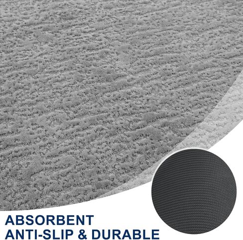 L-Shaped Bath Mat | Non-Slip Rubber Backing Corner Bathroom Mat |Super Absorbent Carpet for Corner Showers | Washable Floor Rug for Square Shower, Tub, Toilet, Kitchen (Grey, 2'7''X2'7''(L-Shaped)) in Saudi Arabia