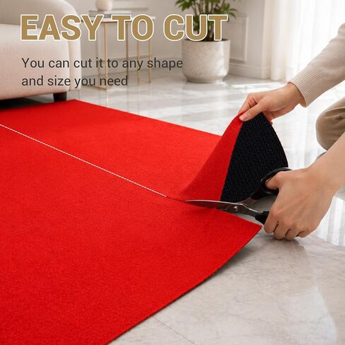 Red Carpet Runner 3x15 Ft, Non-Slip Rubber Backing Aisle Rug, 0.2" Thick Indoor Outdoor Red Runner for Weddings, Parties, Events, Hollywood Walkway, Easy to Clean & Reusable in Saudi Arabia
