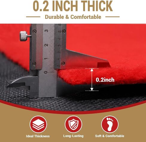 Red Carpet Runner 3x15 Ft, Non-Slip Rubber Backing Aisle Rug, 0.2" Thick Indoor Outdoor Red Runner for Weddings, Parties, Events, Hollywood Walkway, Easy to Clean & Reusable in Saudi Arabia