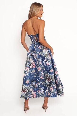 Petal & Pup Women's Darina-Strapless-midi-Dress-Midnight-Floral in Kuwait