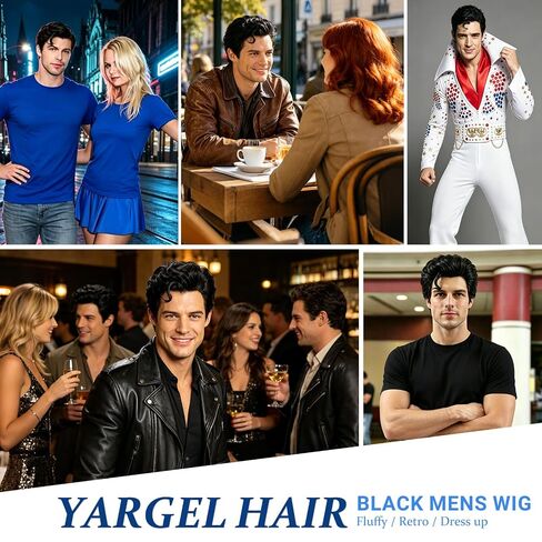 Black Men Costume Wig for 50s Retro Super Funny Man Wigs for Daily Halloween Cosplay Party Use in Saudi Arabia