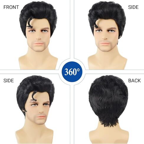 Black Men Costume Wig for 50s Retro Super Funny Man Wigs for Daily Halloween Cosplay Party Use in Saudi Arabia