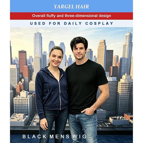 Black Men Costume Wig for 50s Retro Super Funny Man Wigs for Daily Halloween Cosplay Party Use in Saudi Arabia