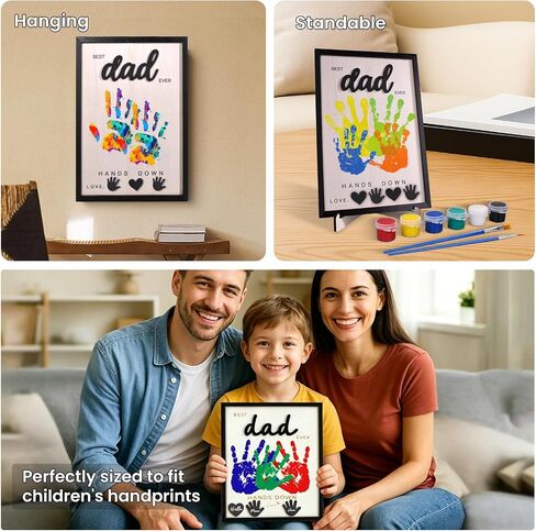 12" Hands Down Best Dad Ever Craft - Personalized Father’s Day Crafts for Kids, Best Dad Ever Hands Down Sign Meaningful Wooden Handprint Kit for Family Sign Keepsake with Paints & Accessories in Kuwait