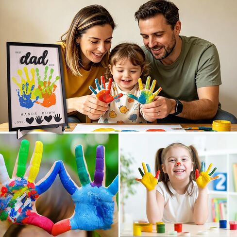 12" Hands Down Best Dad Ever Craft - Personalized Father’s Day Crafts for Kids, Best Dad Ever Hands Down Sign Meaningful Wooden Handprint Kit for Family Sign Keepsake with Paints & Accessories in Kuwait