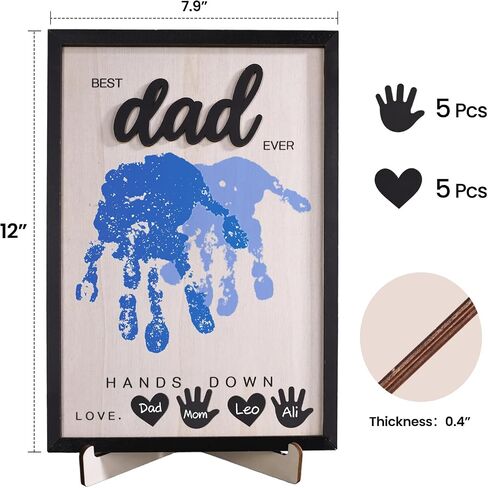 12" Hands Down Best Dad Ever Craft - Personalized Father’s Day Crafts for Kids, Best Dad Ever Hands Down Sign Meaningful Wooden Handprint Kit for Family Sign Keepsake with Paints & Accessories in Kuwait