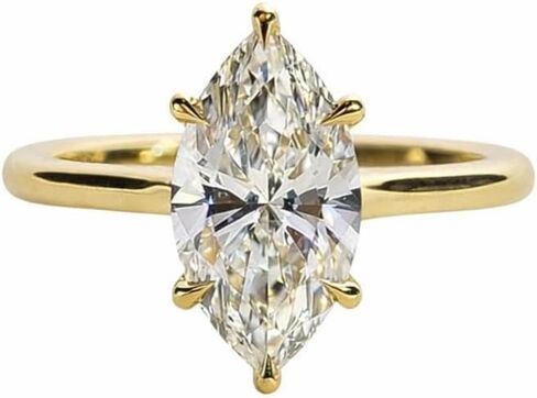 Marquise Cut Diamond Ring for Women | 18K Gold Solitaire Ring | Elegant Minimal Engagement Ring | Gift for Her | Fine Jewelry in Saudi Arabia