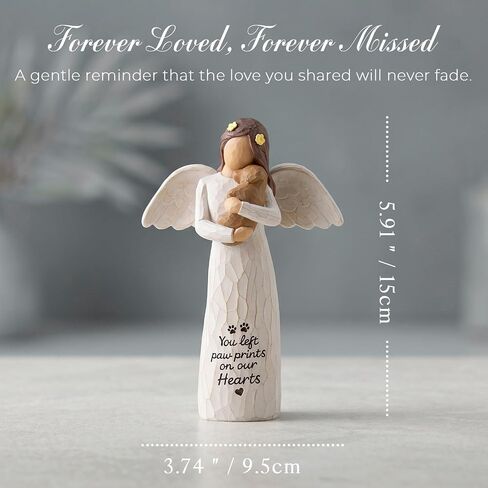 Dog Memorial Gifts Angel Holding Dog Figurine | Loss of Dog Sympathy Gift, Dog Remembrance Gift,Hand-Painted Resin Figurine in Kuwait