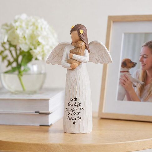 Dog Memorial Gifts Angel Holding Dog Figurine | Loss of Dog Sympathy Gift, Dog Remembrance Gift,Hand-Painted Resin Figurine in Kuwait
