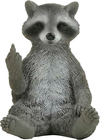 Hilarious Raccoon Middle Finger Figurine Resin Woodland Desk Decor in Kuwait