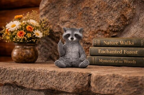Hilarious Raccoon Middle Finger Figurine Resin Woodland Desk Decor in Kuwait