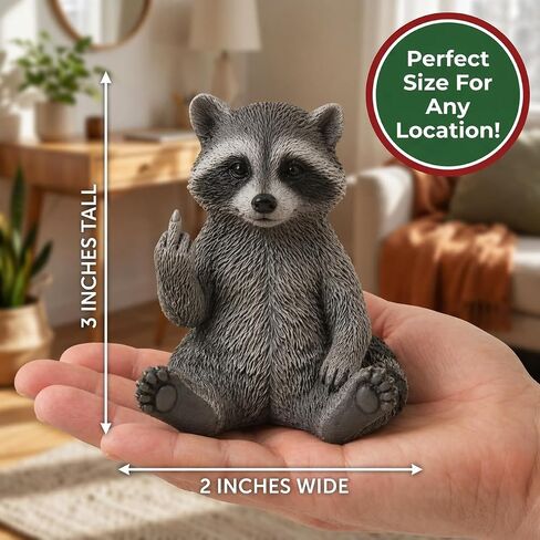 Hilarious Raccoon Middle Finger Figurine Resin Woodland Desk Decor in Kuwait