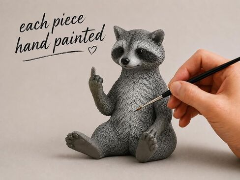 Hilarious Raccoon Middle Finger Figurine Resin Woodland Desk Decor in Kuwait