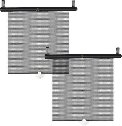 EcoNour Car Window Shades for Baby (2 Pack) | Retractable Shade for Car Side Window | PVC with 4 Suction Cups | Large Clips for Durability | Baby Car Travel Accessories (18" x 17") in Kuwait