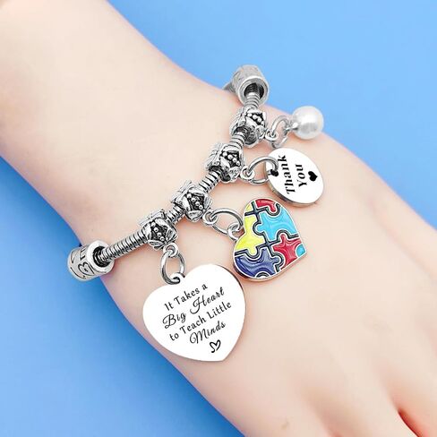 Mwphuy Autism Teacher Bracelet for Autism Teacher Gift Autism Teacher Appreciation Gifts for Women Special Education Teacher Bangle Bracelet Autism Awareness Gift PPCD Teacher Gift in Kuwait