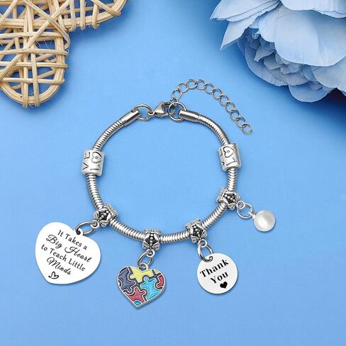 Mwphuy Autism Teacher Bracelet for Autism Teacher Gift Autism Teacher Appreciation Gifts for Women Special Education Teacher Bangle Bracelet Autism Awareness Gift PPCD Teacher Gift in Kuwait
