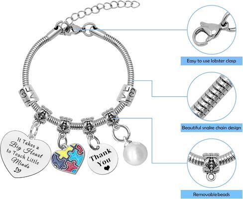 Mwphuy Autism Teacher Bracelet for Autism Teacher Gift Autism Teacher Appreciation Gifts for Women Special Education Teacher Bangle Bracelet Autism Awareness Gift PPCD Teacher Gift in Kuwait