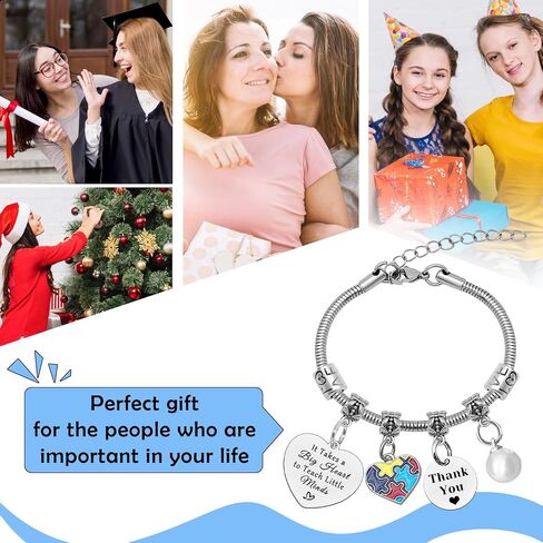 Mwphuy Autism Teacher Bracelet for Autism Teacher Gift Autism Teacher Appreciation Gifts for Women Special Education Teacher Bangle Bracelet Autism Awareness Gift PPCD Teacher Gift in Kuwait