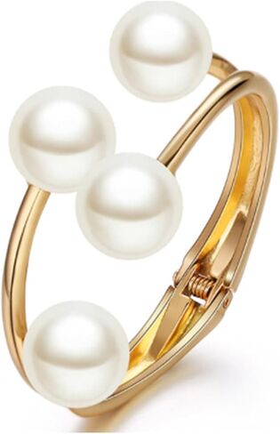 Pearl Bangle Bracelet for Women Chunky Gold Bangle Opened Bracelet Minimalist Cuff Bracelet for Women in Saudi Arabia