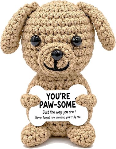 German Shepherd Gifts for Dog Lovers,Emotional Support Crochet Shepherd Dog with Inspirational Stress Relief Card,Handmade Puppy Desk Decor,Unique Gift for Men Women,Birthday in Kuwait
