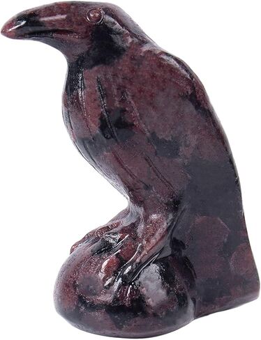 Black Obsidian Raven Figurine, 2 Inch Crystal Crow Statue for Home Office Desk Decor, Hand Carved Healing Reiki Animal Sculpture Gift for Witch Altar in Saudi Arabia