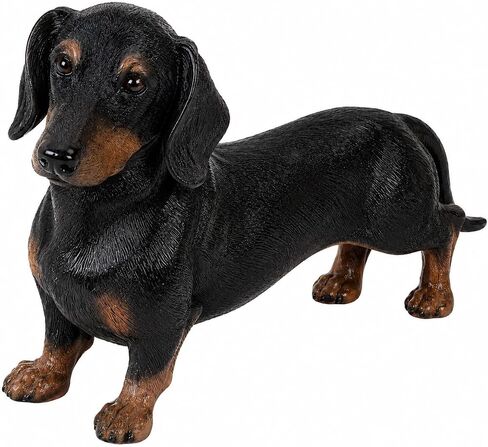 Comfy Hour 7" Black Dachshund Figurine, Realistic Resin Dog Statue with Brown Accents, Small Wiener Dog Decorative Sculpture for Shelf, Desk, Bookshelf, Mantel, Entryway and Dog Lover Gift in Kuwait