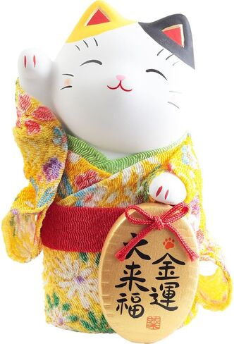 Maneki Neko Kimono Lucky Cat with Gold Coin – Japanese Home Decor 7415-Z-US in Saudi Arabia