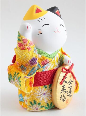 Maneki Neko Kimono Lucky Cat with Gold Coin – Japanese Home Decor 7415-Z-US in Saudi Arabia