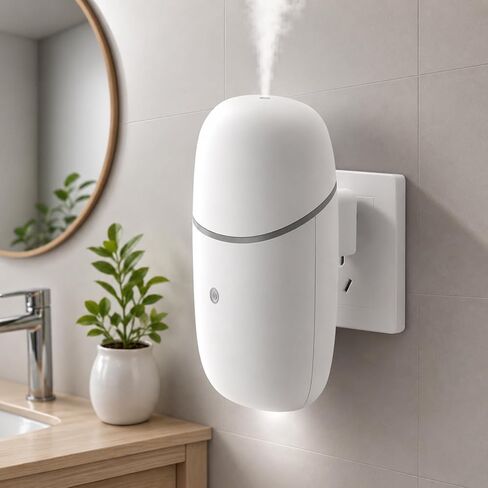 Essential Oil Diffuser for Home, Cold Waterless Diffuser with Low/High Switch, Quiet Plug in Diffuser with Night Light, Wall Aromatherapy Diffuser for Living Room, Bedroom, Bathroom, White in Saudi Arabia