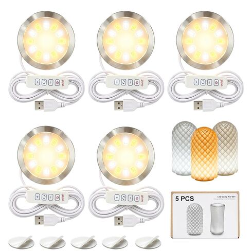 5PCS LED Lamp Kit 001 Three Colors for Bambu Lab H2D/X1/P1P/A1 mini Makerworld for anycubic Makeronline 3D Printer Light DIY Hardware Model Spare Parts 5V USB Powered, 3000K Warm Light in Kuwait