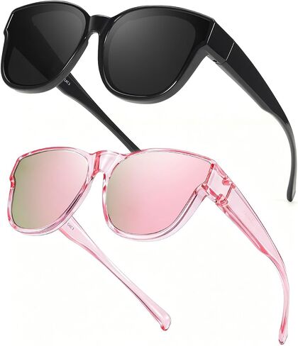 FIMILU Polarized Sunglasses Over Glasses for Women, Trendy Sun Glasses High-Definition UV400 Protection for Driving (2 Pack) in Saudi Arabia