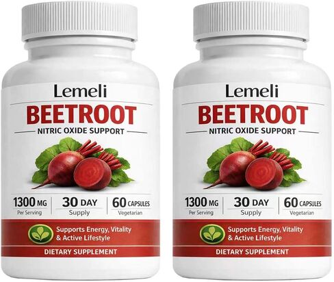 Beetroot Capsules 1300mg Per Serving, Plant-Based Beet Root Extract Supplement, Antioxidant-Rich Superfood Formula, Daily Energy & Active Lifestyle Support, 60 Capsules (1) in Kuwait