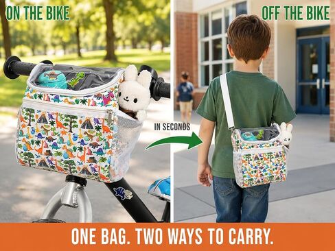 Anzome Kids Bike Bike مع حزام الكتف ، سلة دراجة مع 10 ملصقات ، حقيبة مقود أمامية مقاومة للماء ، إكسسوارات الأطفال ، هدية للفتيان ، تناسب معظم الدراجات ، الدراجات البخارية ، الدراجة الثلاثية in Kuwait